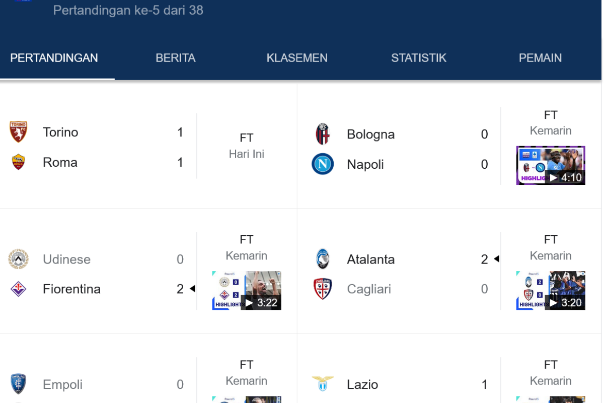 Hasil Liga Italia Malam Ini: Bologna Tahan Napoli 0-0, Victor Osimhen Gagal Cetak Gol